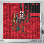 St Saints ANZAC Personalised Shower Curtain Lest We Forget Poppy Camo