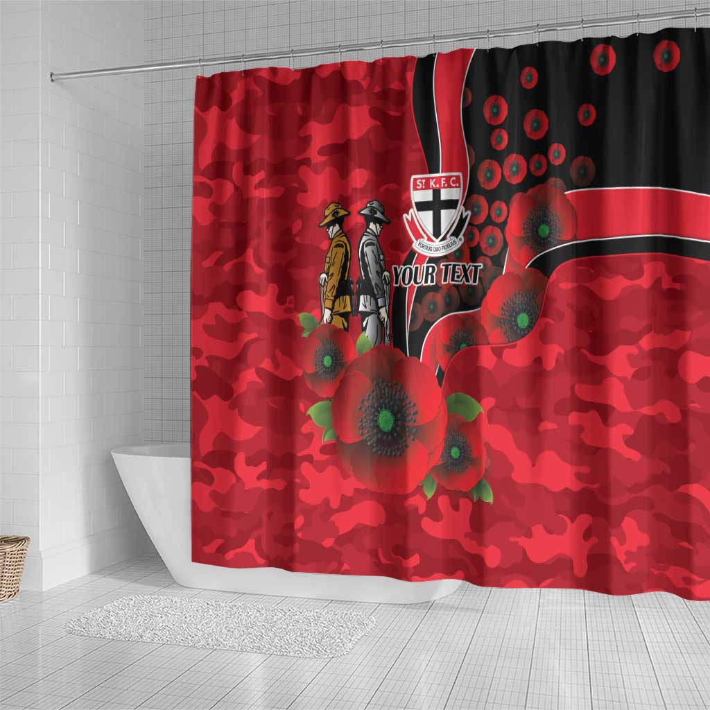 St Saints ANZAC Personalised Shower Curtain Lest We Forget Poppy Camo