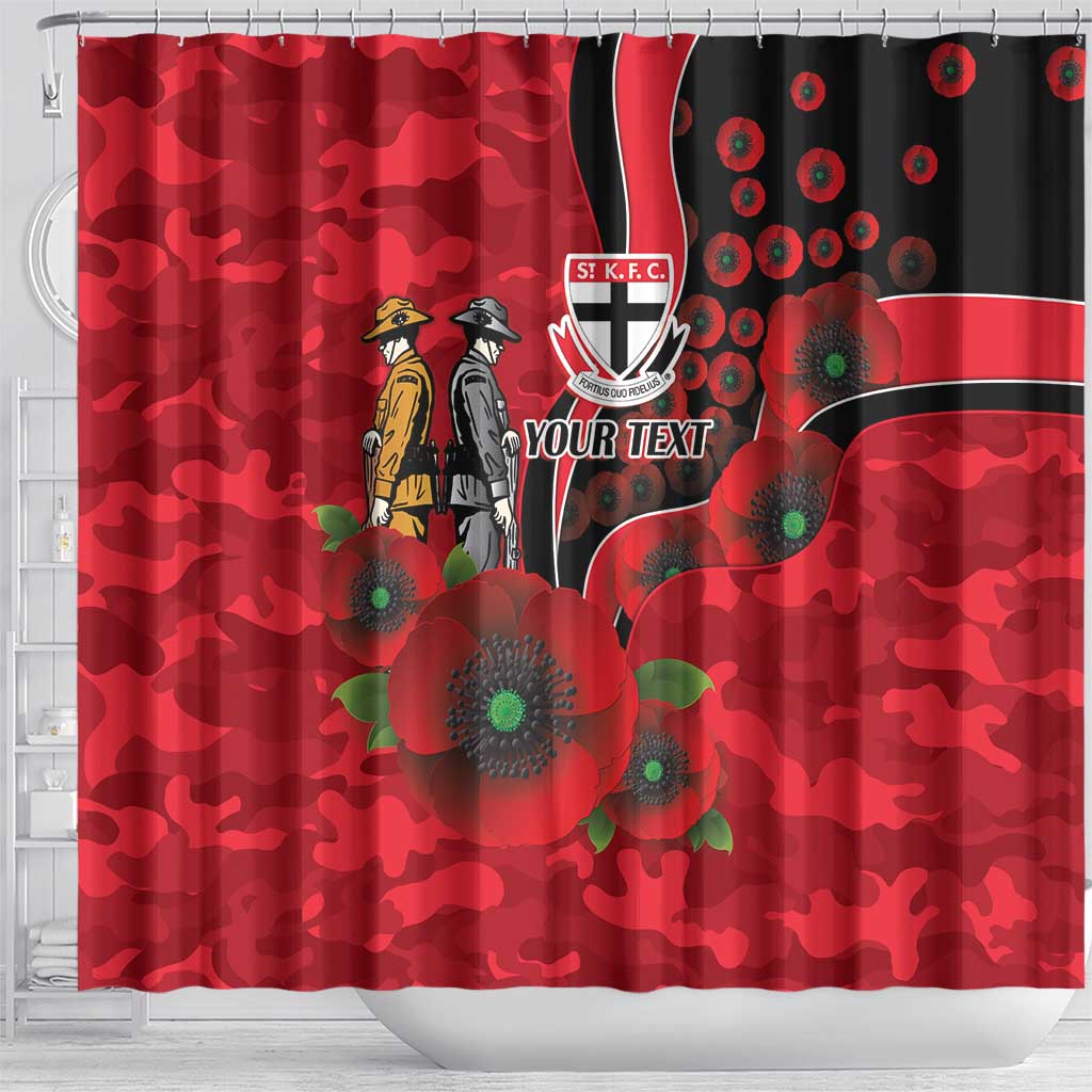 St Saints ANZAC Personalised Shower Curtain Lest We Forget Poppy Camo