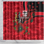 St Saints ANZAC Personalised Shower Curtain Lest We Forget Poppy Camo