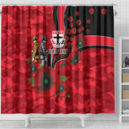St Saints ANZAC Personalised Shower Curtain Lest We Forget Poppy Camo