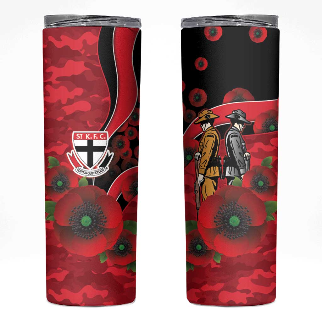 St Saints ANZAC Personalised Skinny Tumbler Lest We Forget Poppy Camo