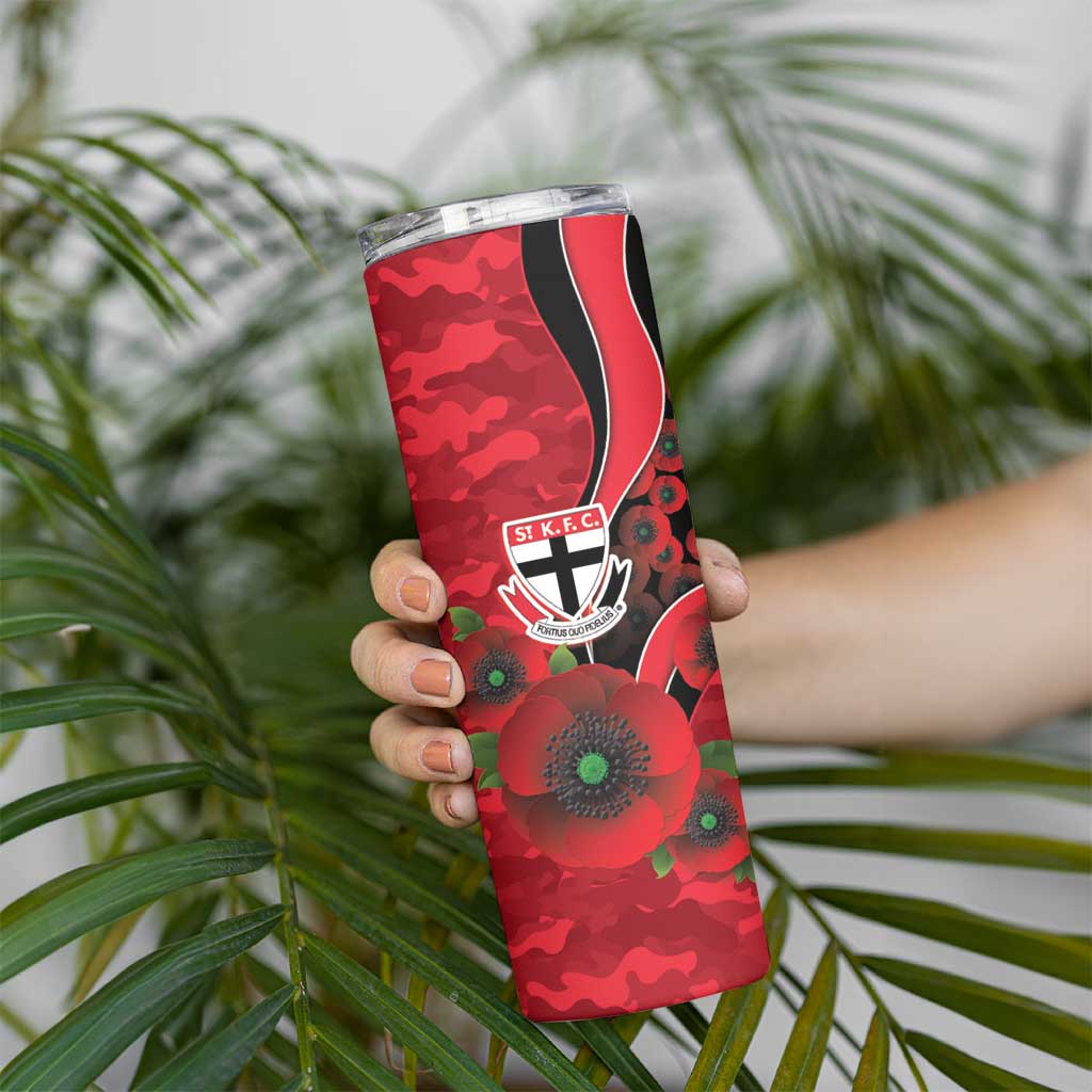 St Saints ANZAC Personalised Skinny Tumbler Lest We Forget Poppy Camo