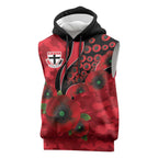 St Saints ANZAC Personalised Sleeveless Hoodie Lest We Forget Poppy Camo