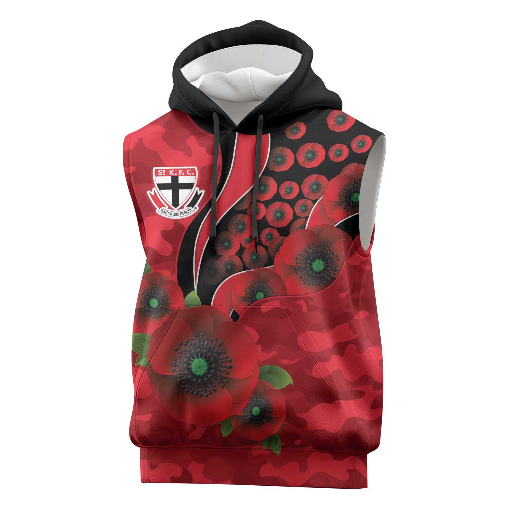 St Saints ANZAC Personalised Sleeveless Hoodie Lest We Forget Poppy Camo
