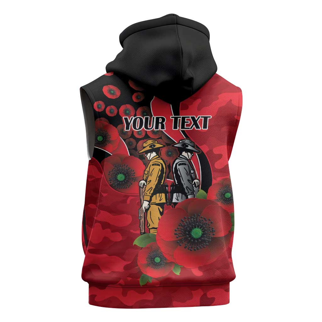 St Saints ANZAC Personalised Sleeveless Hoodie Lest We Forget Poppy Camo