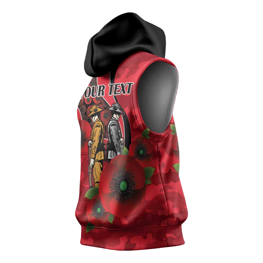 St Saints ANZAC Personalised Sleeveless Hoodie Lest We Forget Poppy Camo