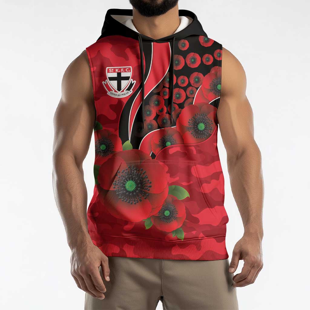 St Saints ANZAC Personalised Sleeveless Hoodie Lest We Forget Poppy Camo