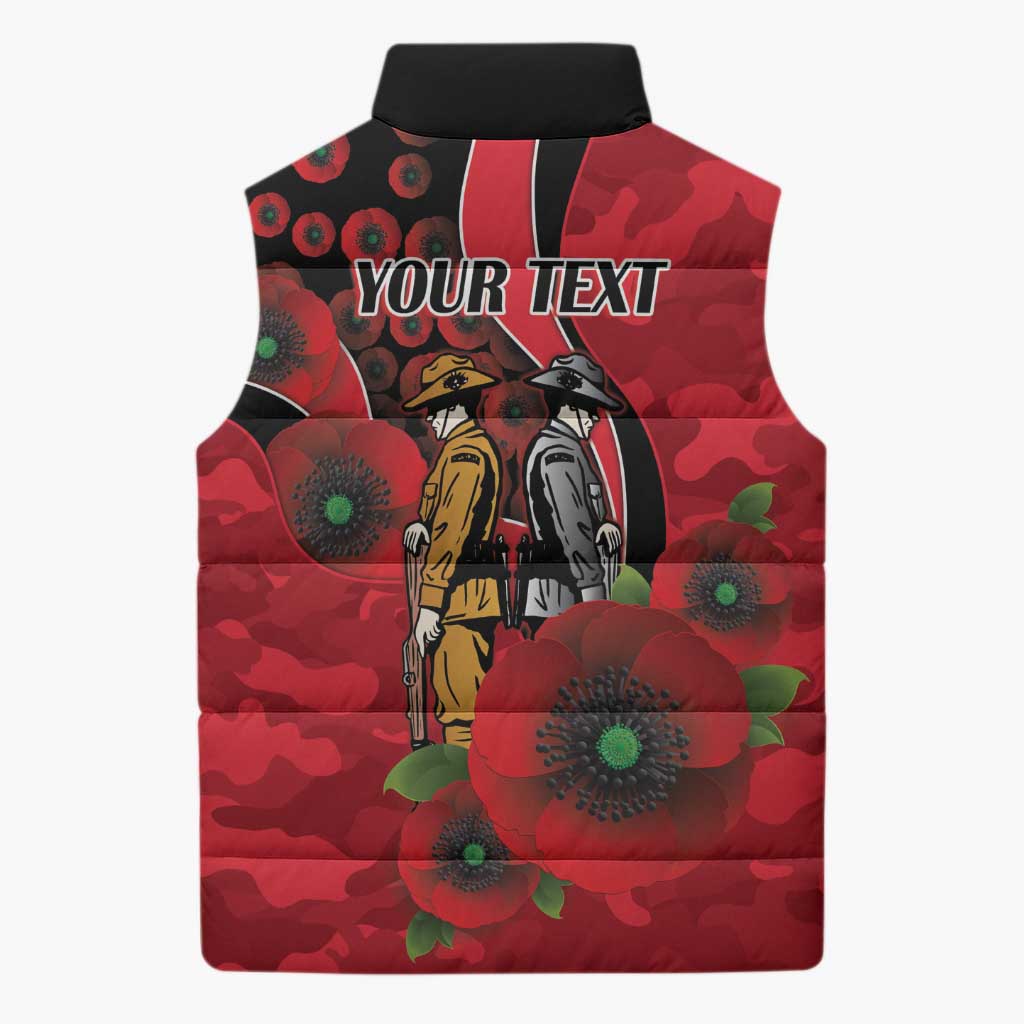 St Saints ANZAC Personalised Sleeveless Puffer Jacket Lest We Forget Poppy Camo