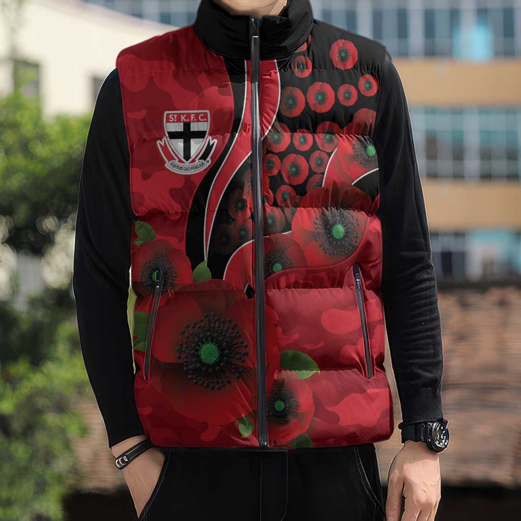 St Saints ANZAC Personalised Sleeveless Puffer Jacket Lest We Forget Poppy Camo