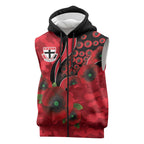 St Saints ANZAC Personalised Sleeveless Zip Hoodie Lest We Forget Poppy Camo
