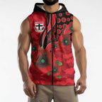 St Saints ANZAC Personalised Sleeveless Zip Hoodie Lest We Forget Poppy Camo