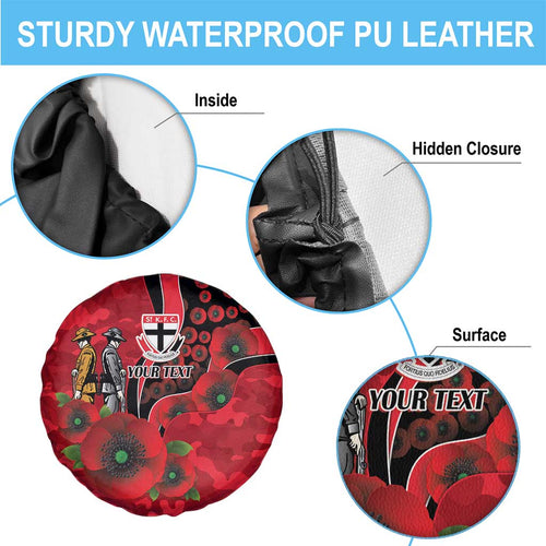 St Saints ANZAC Personalised Spare Tire Cover Lest We Forget Poppy Camo