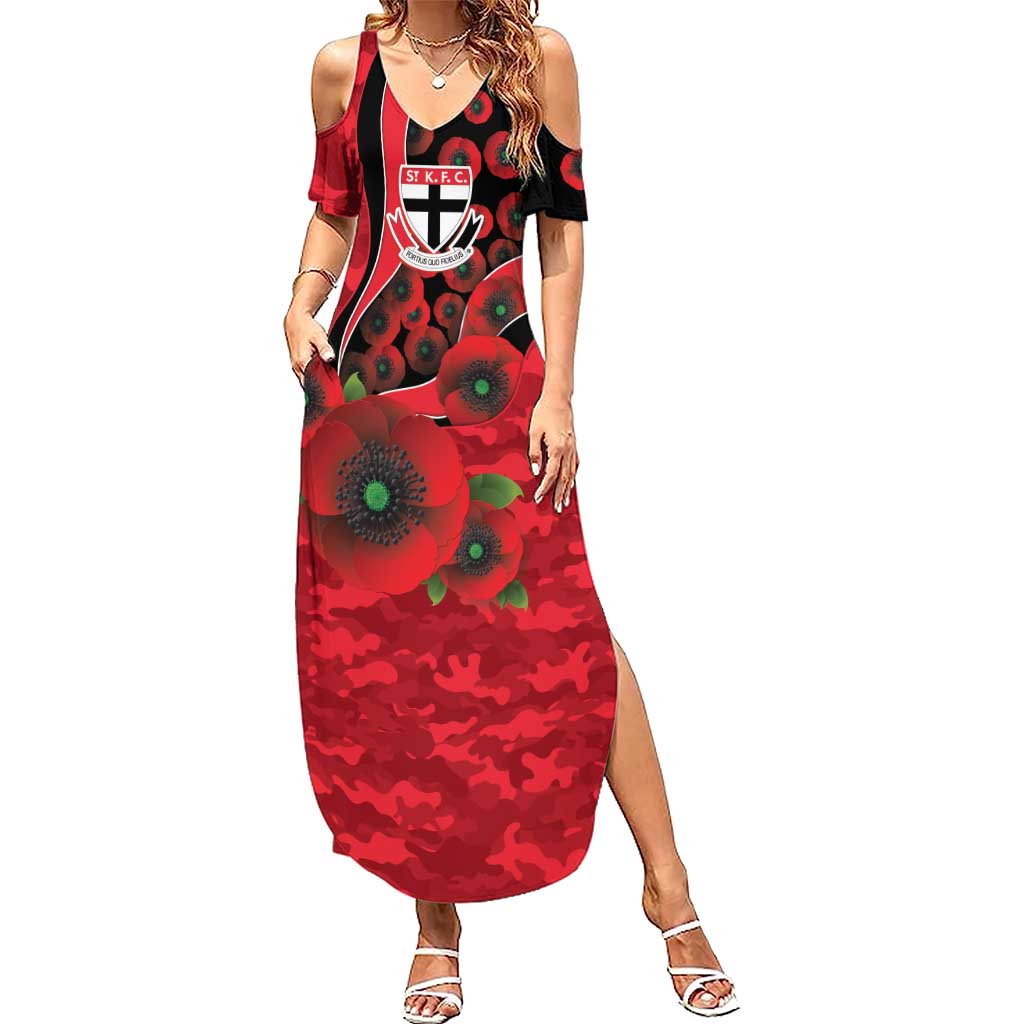 St Saints ANZAC Personalised Summer Maxi Dress Lest We Forget Poppy Camo
