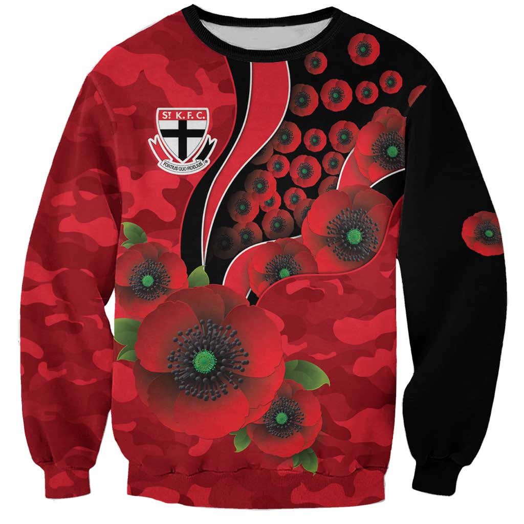 St Saints ANZAC Personalised Sweatshirt Lest We Forget Poppy Camo