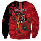 St Saints ANZAC Personalised Sweatshirt Lest We Forget Poppy Camo