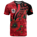 St Saints ANZAC Personalised T Shirt Lest We Forget Poppy Camo