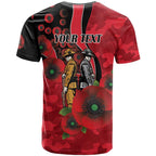 St Saints ANZAC Personalised T Shirt Lest We Forget Poppy Camo