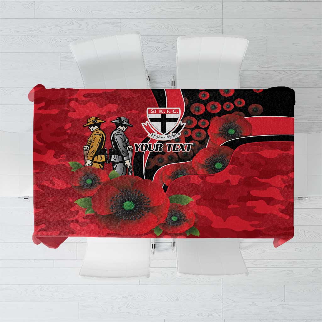 St Saints ANZAC Personalised Tablecloth Lest We Forget Poppy Camo