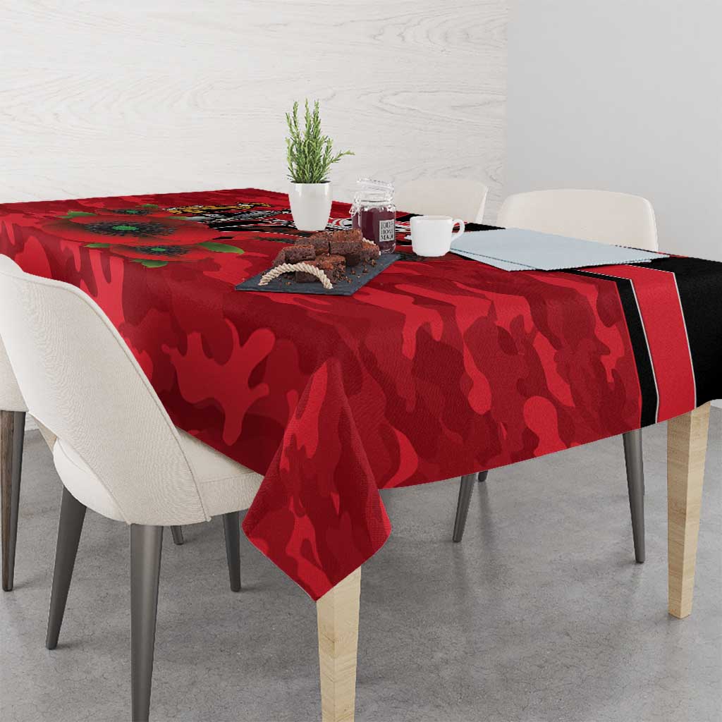 St Saints ANZAC Personalised Tablecloth Lest We Forget Poppy Camo