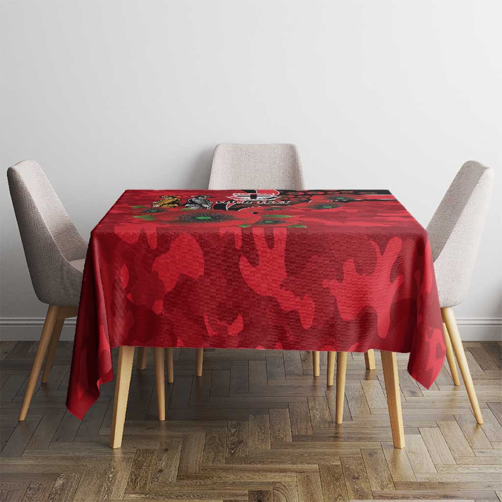St Saints ANZAC Personalised Tablecloth Lest We Forget Poppy Camo
