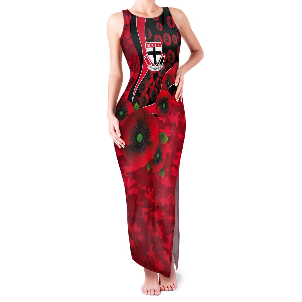 St Saints ANZAC Personalised Tank Maxi Dress Lest We Forget Poppy Camo