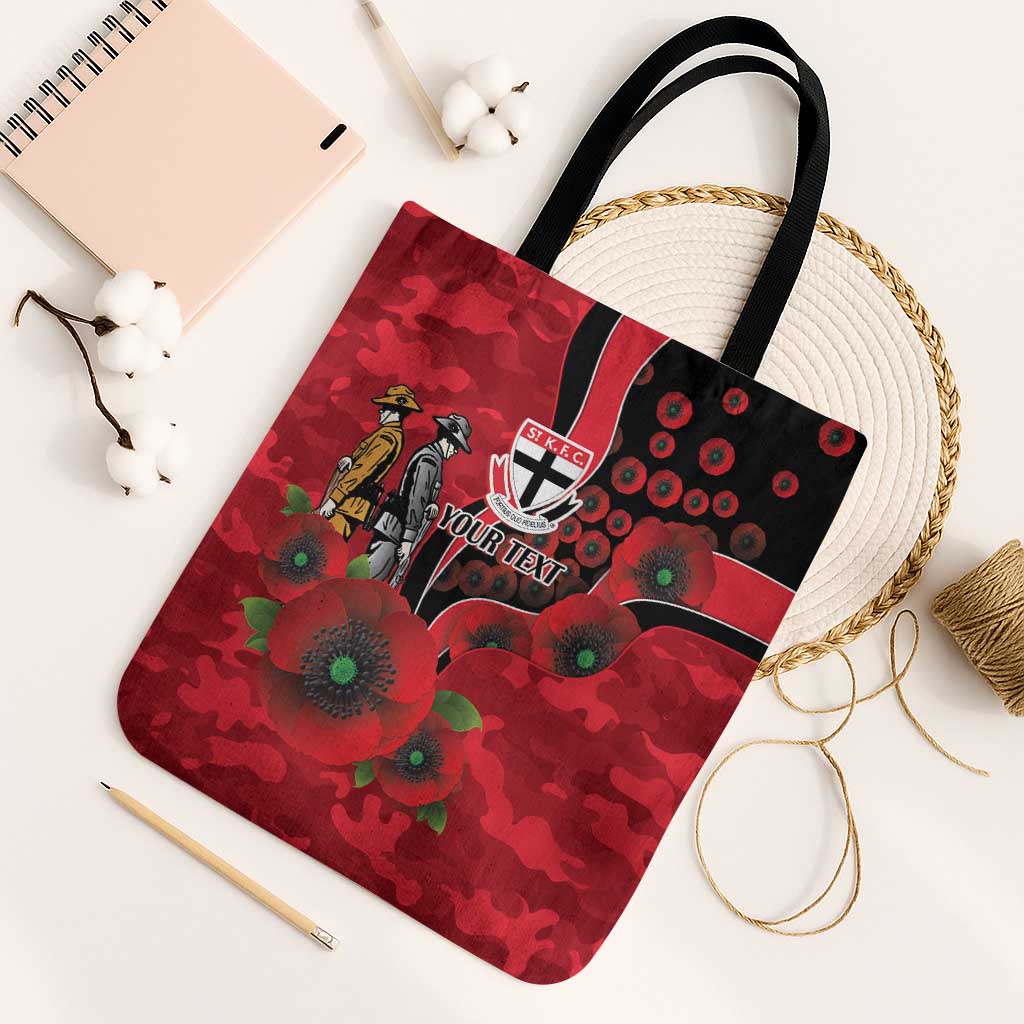 St Saints ANZAC Personalised Tote Bag Lest We Forget Poppy Camo