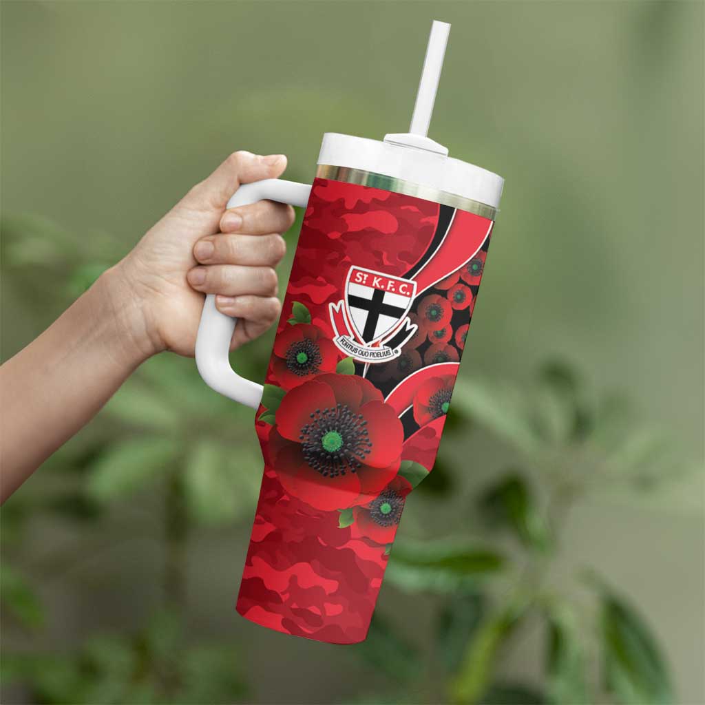 St Saints ANZAC Personalised Tumbler With Handle Lest We Forget Poppy Camo
