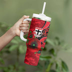 St Saints ANZAC Personalised Tumbler With Handle Lest We Forget Poppy Camo