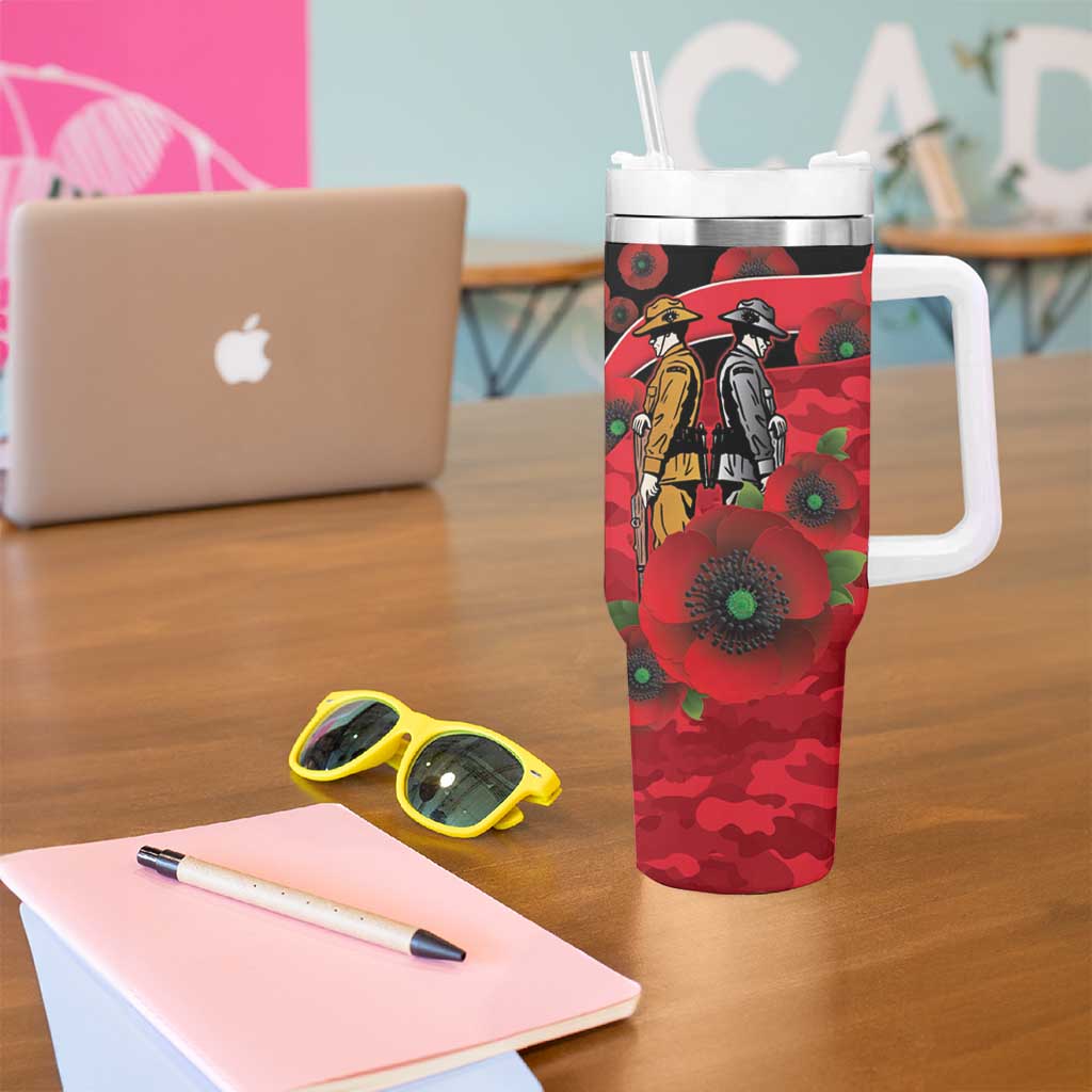 St Saints ANZAC Personalised Tumbler With Handle Lest We Forget Poppy Camo