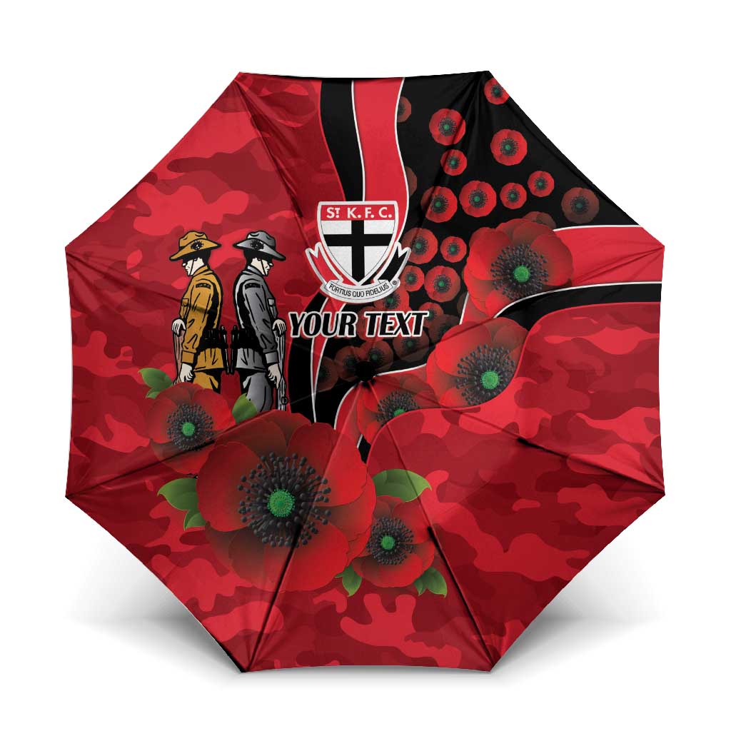 St Saints ANZAC Personalised Umbrella Lest We Forget Poppy Camo