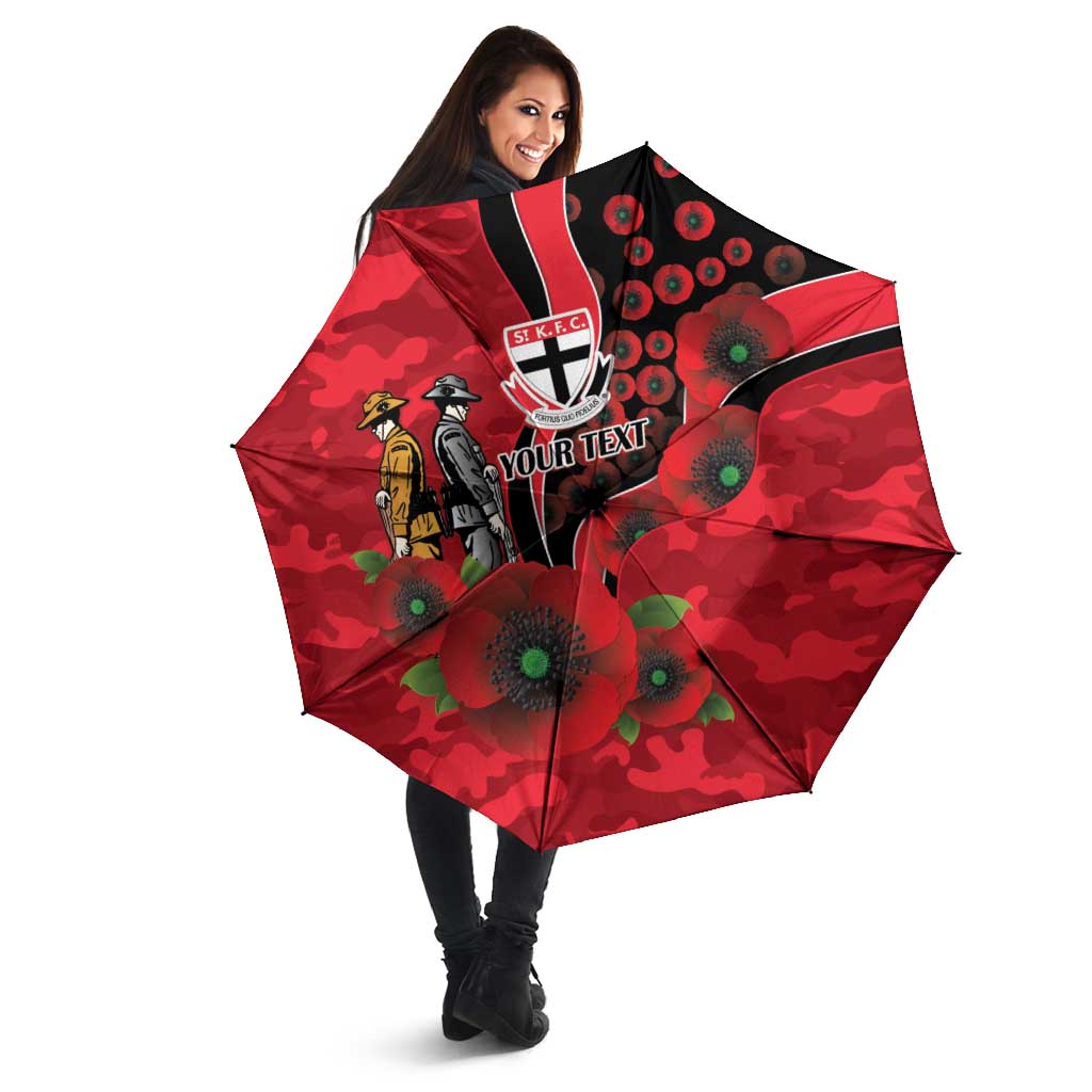 St Saints ANZAC Personalised Umbrella Lest We Forget Poppy Camo