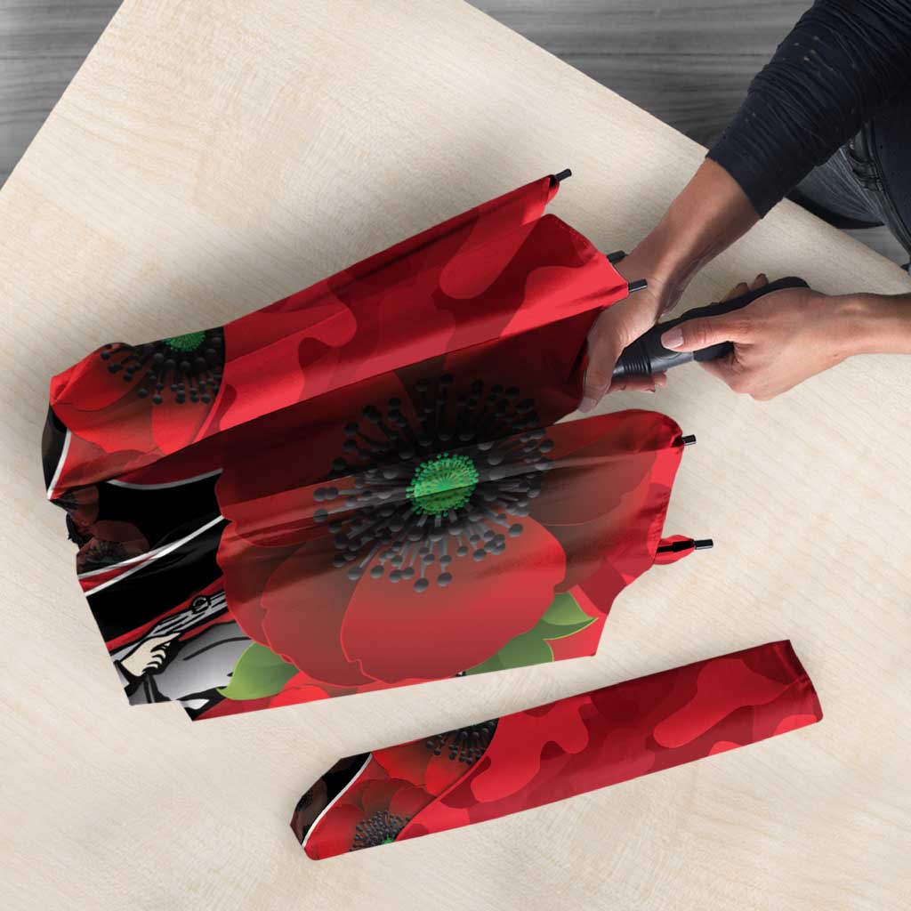 St Saints ANZAC Personalised Umbrella Lest We Forget Poppy Camo