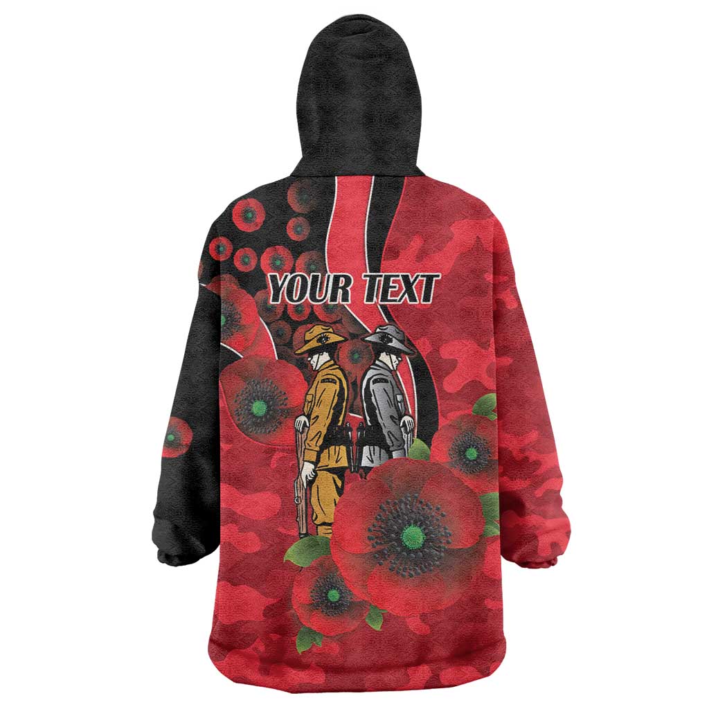 St Saints ANZAC Personalised Wearable Blanket Hoodie Lest We Forget Poppy Camo