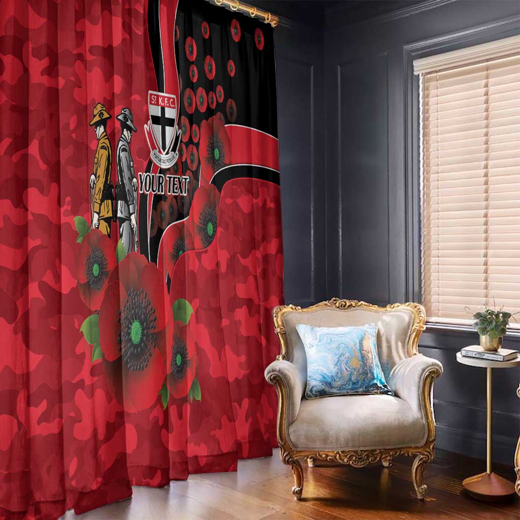 St Saints ANZAC Personalised Window Curtain Lest We Forget Poppy Camo