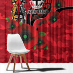 St Saints ANZAC Personalised Window Curtain Lest We Forget Poppy Camo