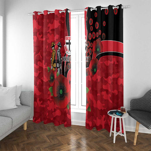 St Saints ANZAC Personalised Window Curtain Lest We Forget Poppy Camo