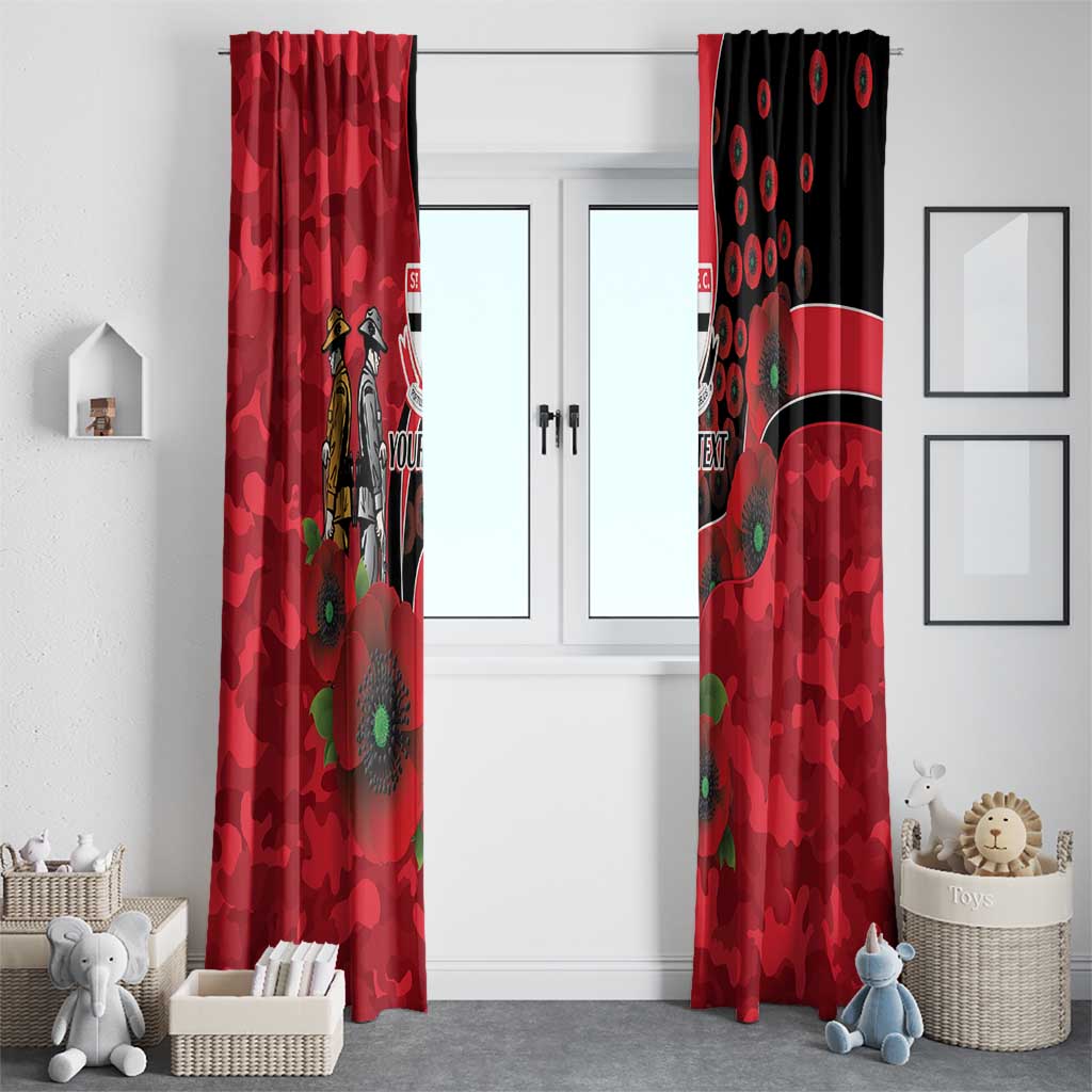 St Saints ANZAC Personalised Window Curtain Lest We Forget Poppy Camo