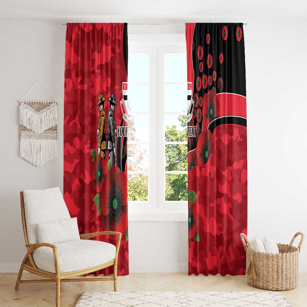 St Saints ANZAC Personalised Window Curtain Lest We Forget Poppy Camo