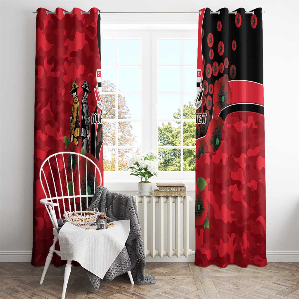 St Saints ANZAC Personalised Window Curtain Lest We Forget Poppy Camo