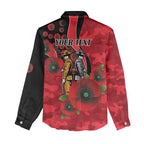 St Saints ANZAC Personalised Women Casual Shirt Lest We Forget Poppy Camo