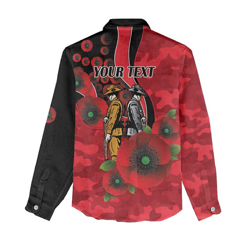 St Saints ANZAC Personalised Women Casual Shirt Lest We Forget Poppy Camo