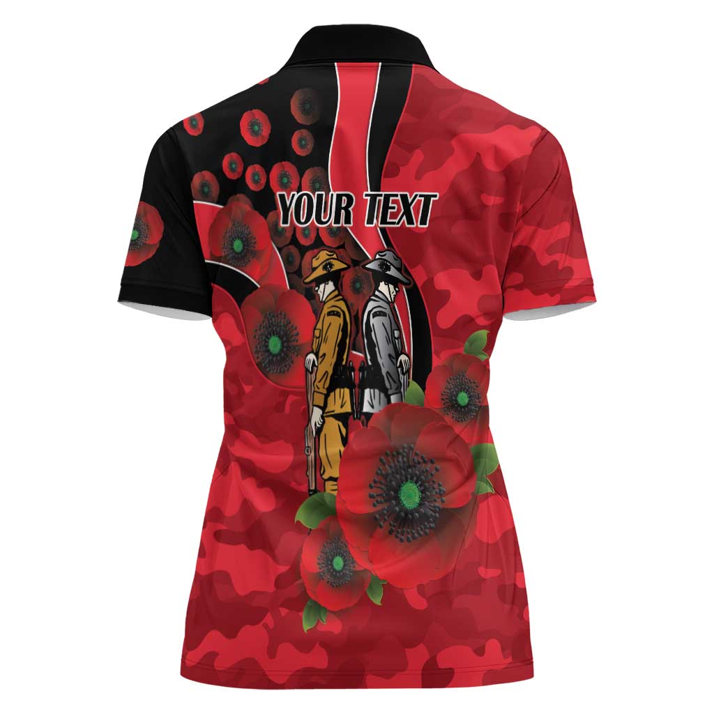 St Saints ANZAC Personalised Women Polo Shirt Lest We Forget Poppy Camo