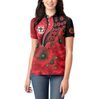 St Saints ANZAC Personalised Women Polo Shirt Lest We Forget Poppy Camo