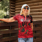 St Saints ANZAC Personalised Women Polo Shirt Lest We Forget Poppy Camo