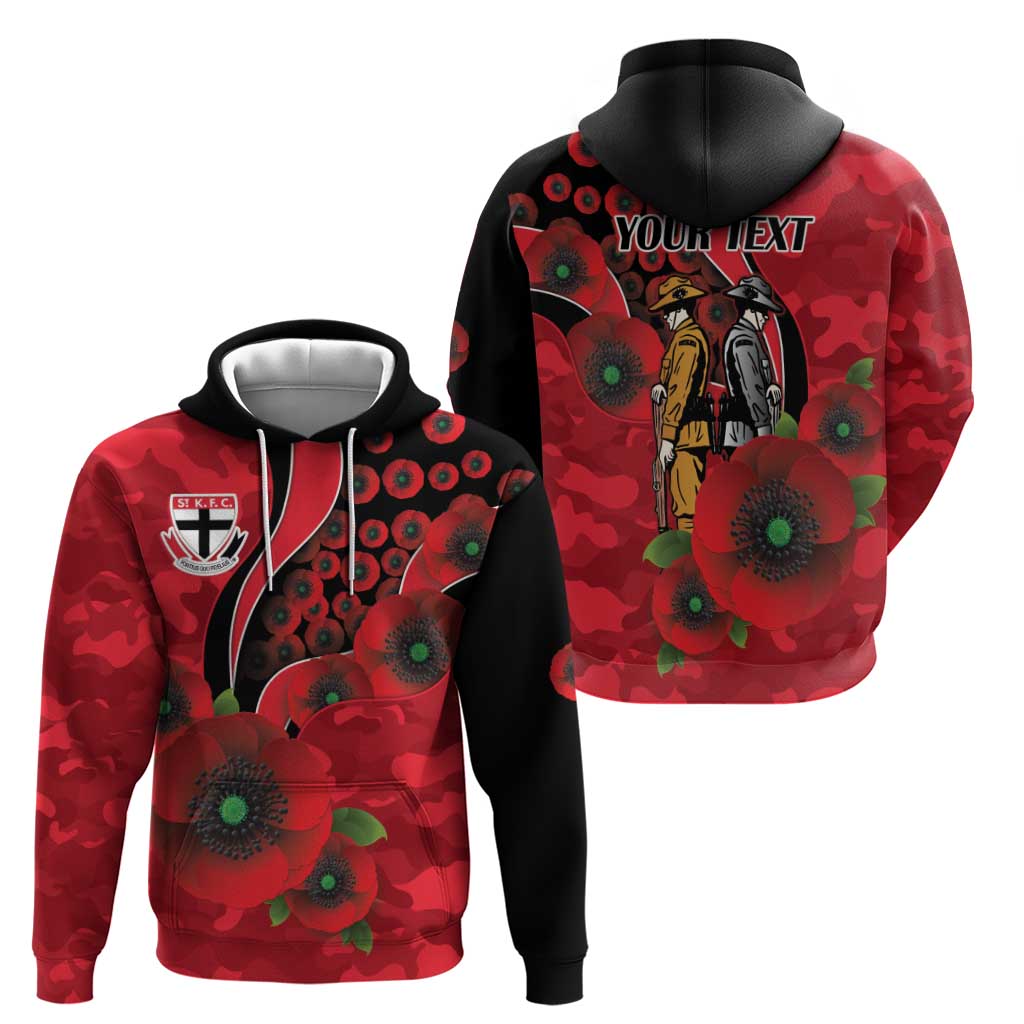 St Saints ANZAC Personalised Zip Hoodie Lest We Forget Poppy Camo