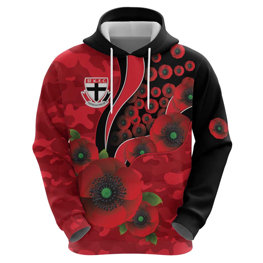 St Saints ANZAC Personalised Zip Hoodie Lest We Forget Poppy Camo