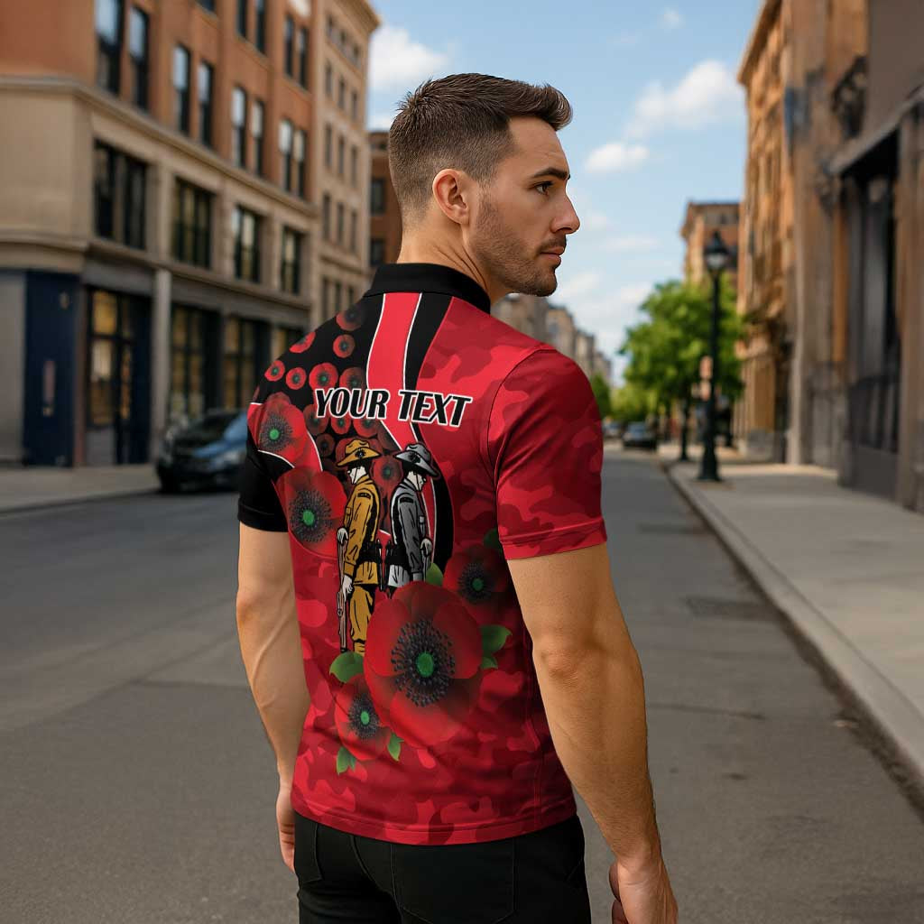 St Saints ANZAC Personalised Zipper Polo Shirt Lest We Forget Poppy Camo