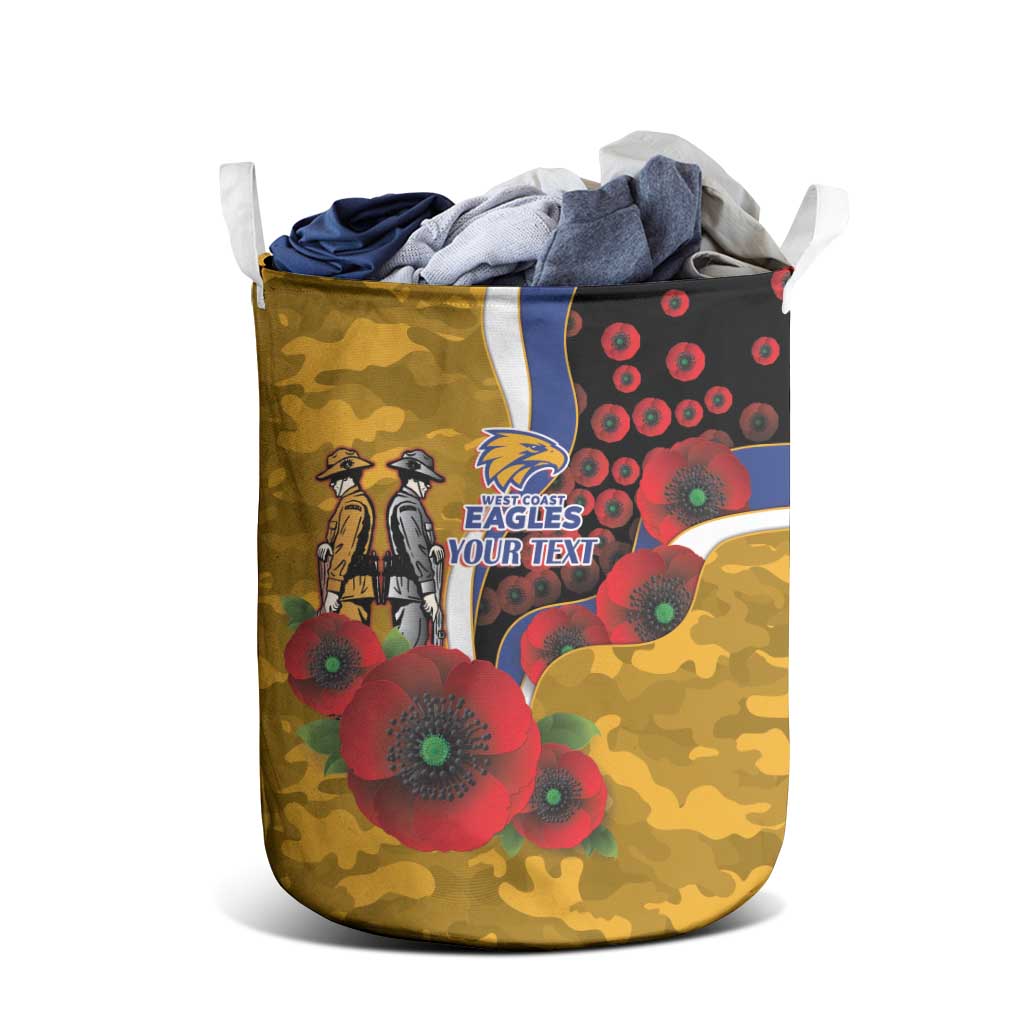 West Eagles ANZAC Personalised Laundry Basket Lest We Forget Poppy Camo