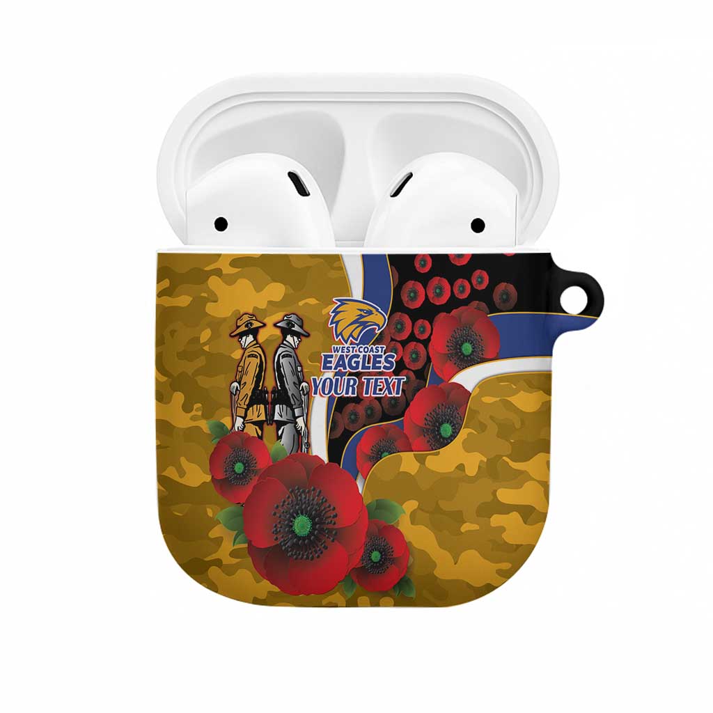 West Eagles ANZAC Personalised AirPods Case Lest We Forget Poppy Camo